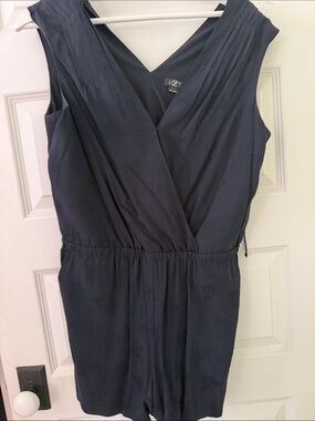 LOFT Navy V‑Neck Sleeveless Romper